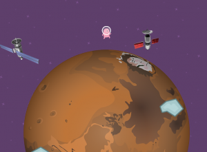 Cenário game gravidade em planeta